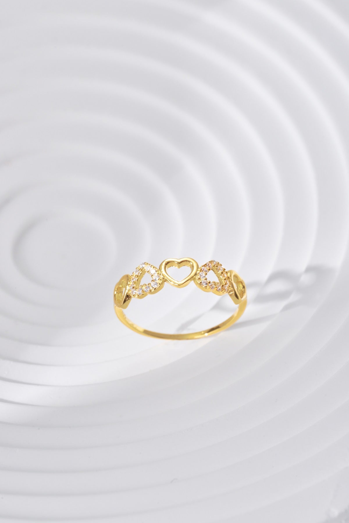 Sterling Silver Half Micropave Heart Ring - HK Jewels
