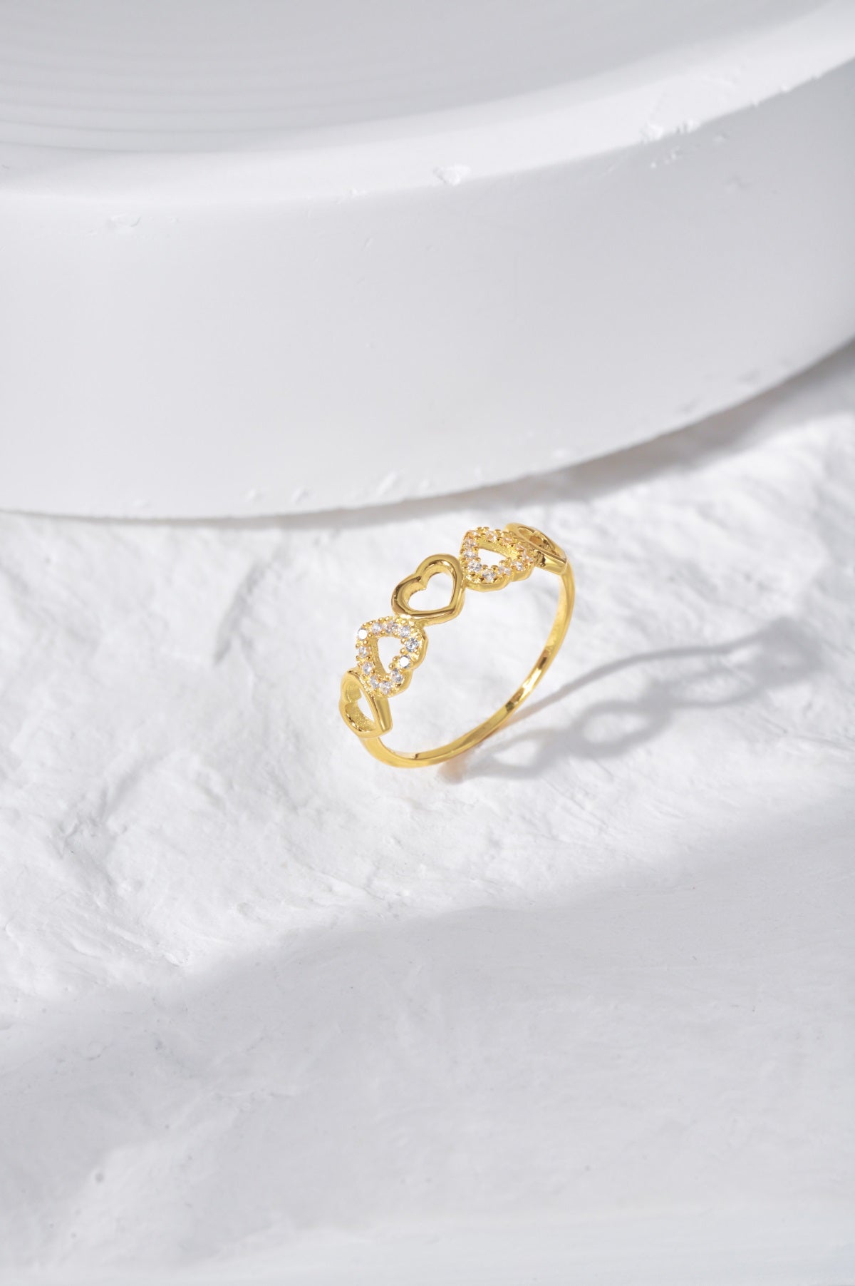 Sterling Silver Half Micropave Heart Ring - HK Jewels