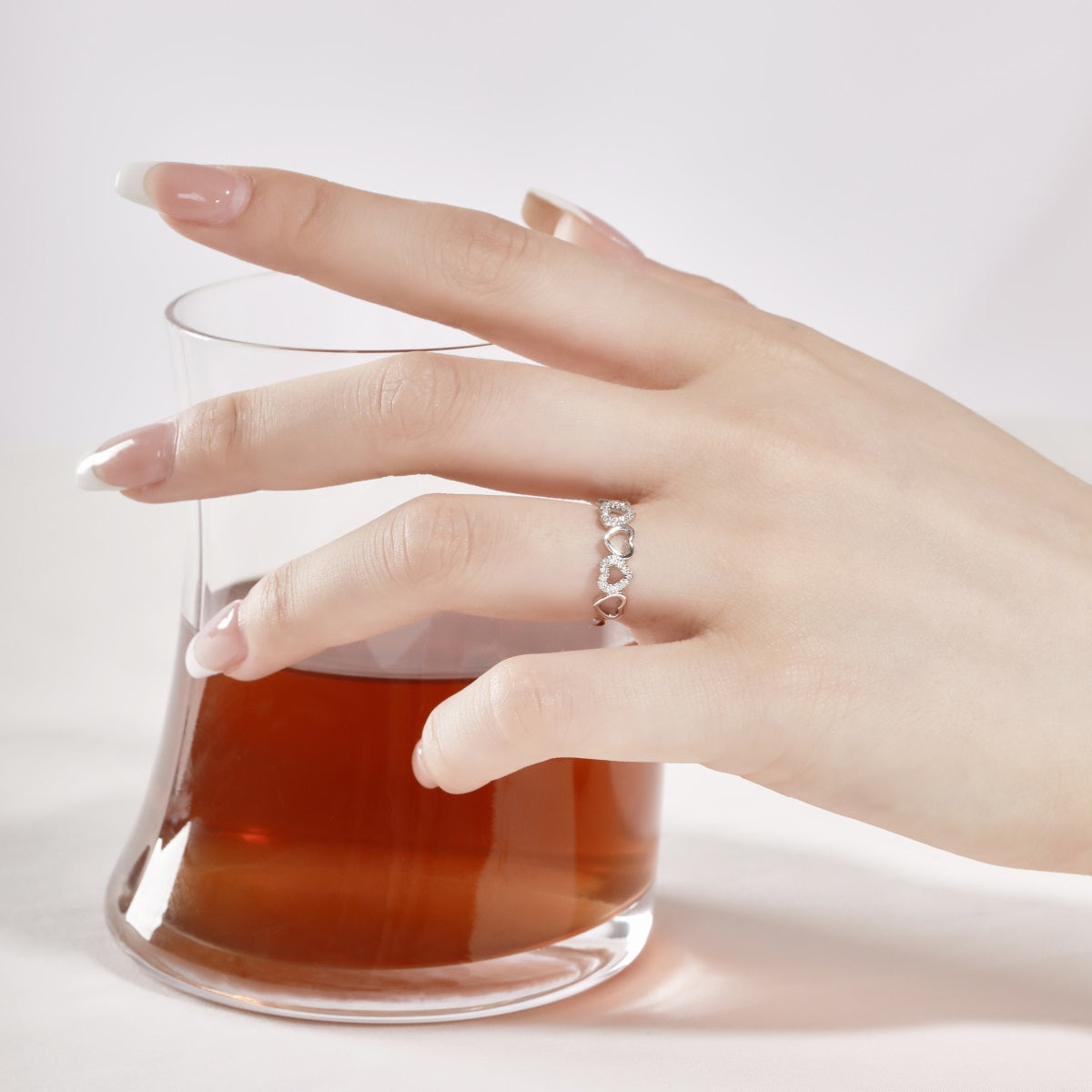 Sterling Silver Half Micropave Heart Ring - HK Jewels