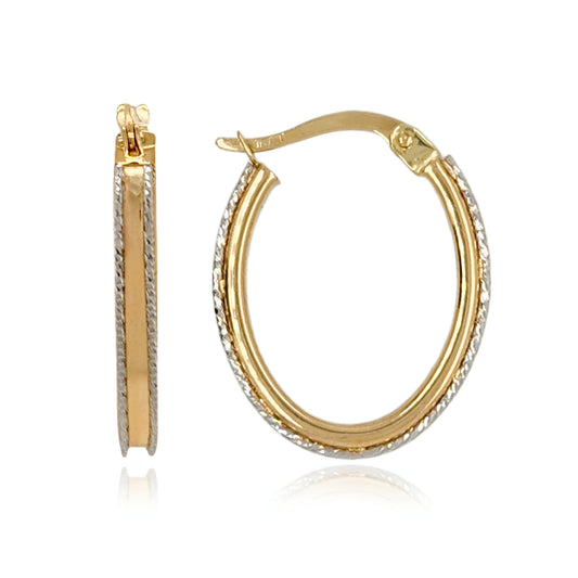 14K Gold Diamond Cut Hoop Earring