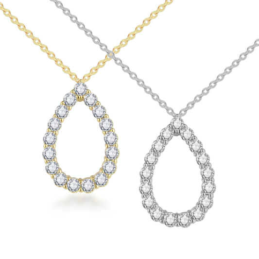 Sterling Silver CZ Outline Teardrop Necklace