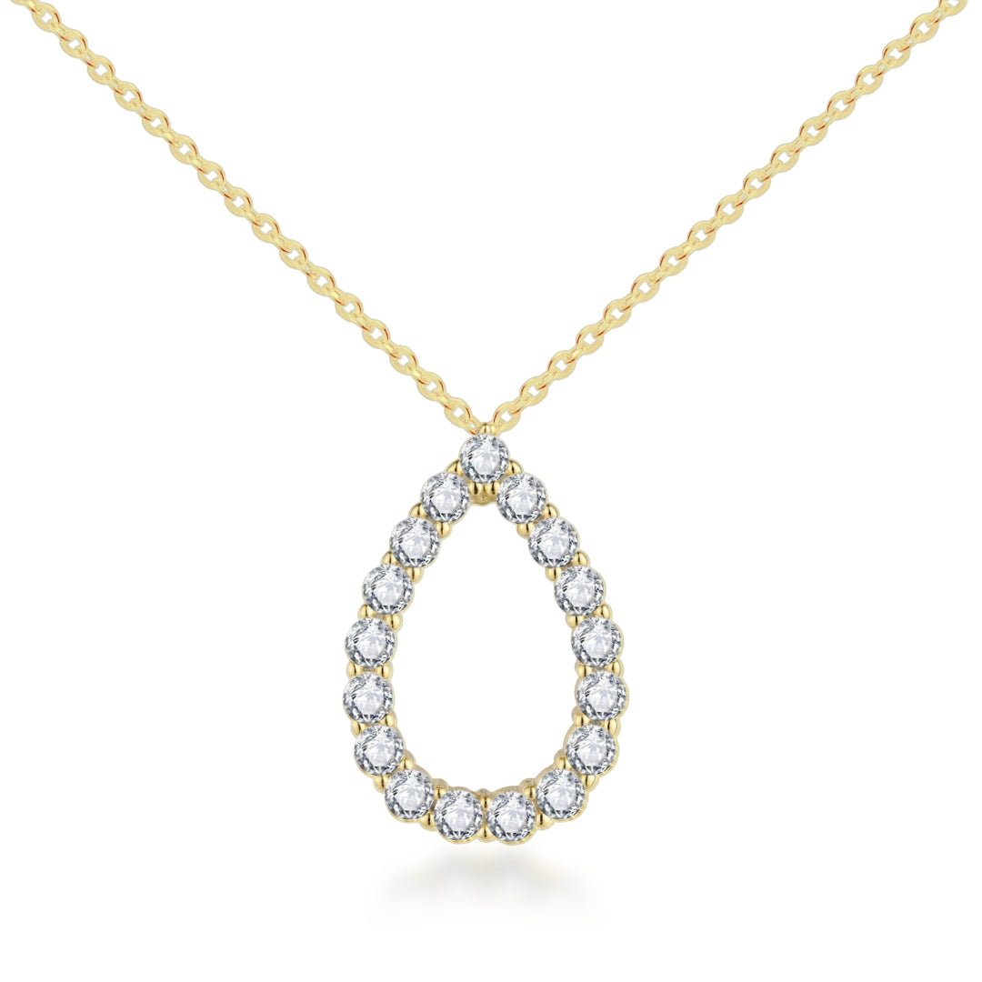 Sterling Silver CZ Outline Teardrop Necklace