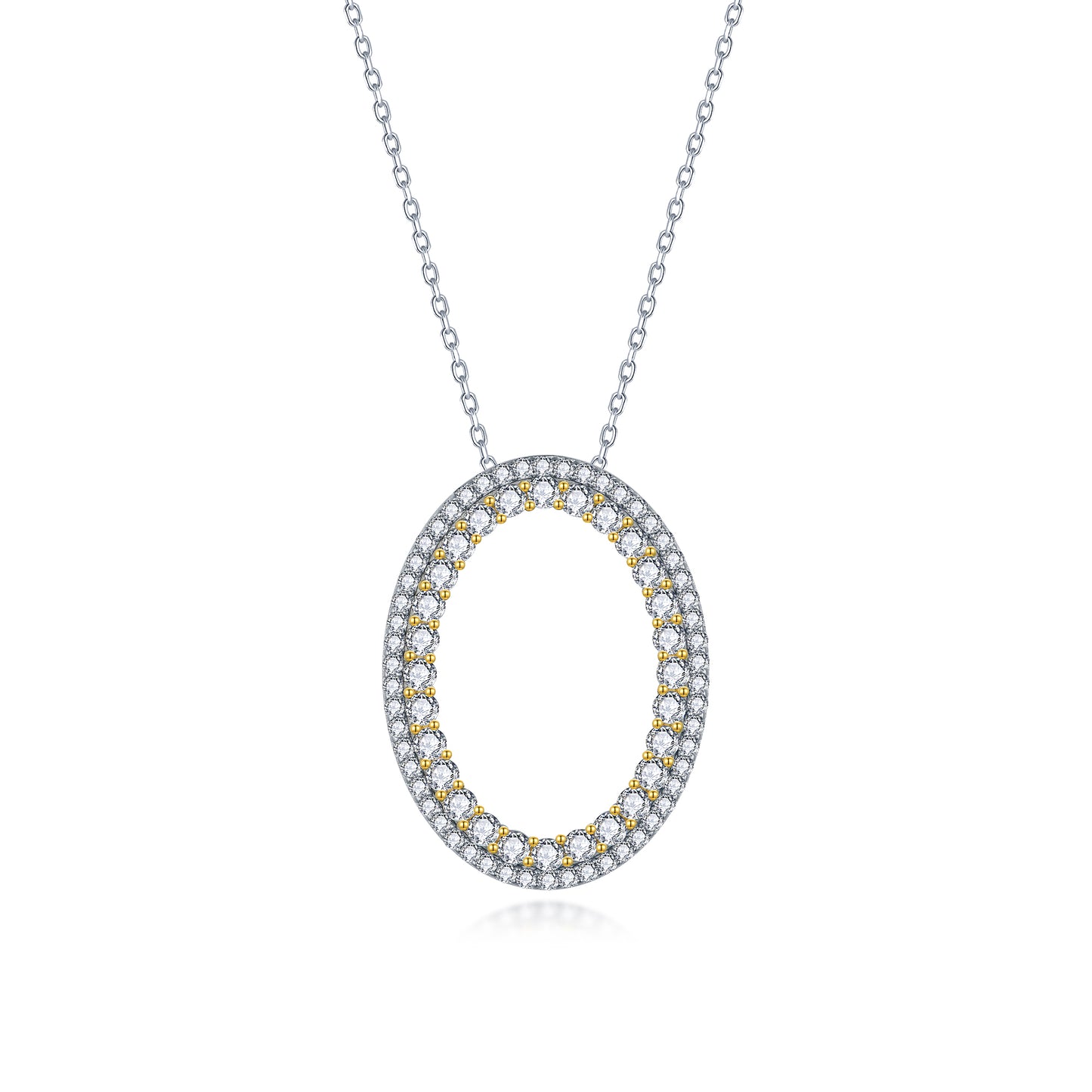 Sterling Silver Pendant Necklace with Clear and Colored Stone On Diamond Cut Chain