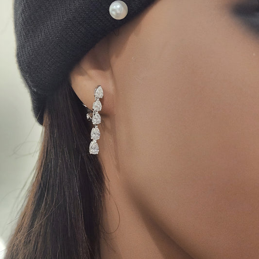 14K Lab Grown Diamond Teardrop Tennis Earrings