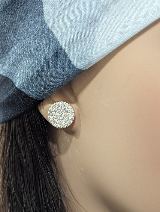 Sterling Silver 12mm Micropave Circle CZ Stud Earring