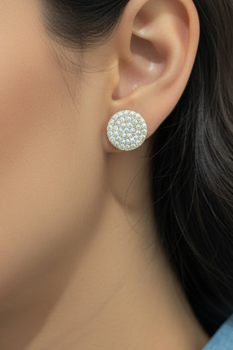 Sterling Silver 12mm Micropave Circle CZ Stud Earring
