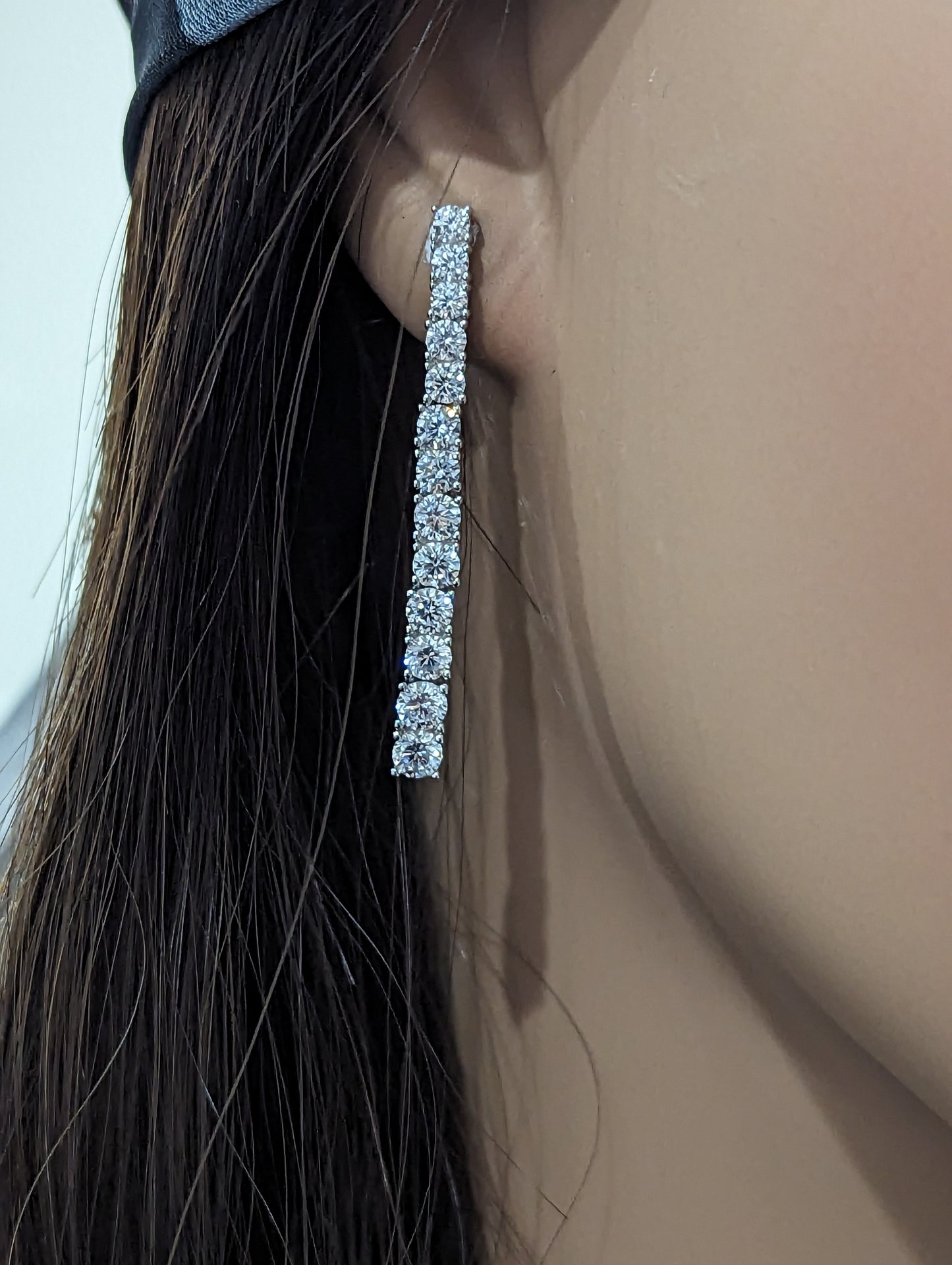 Sterling Silver Graduated Tennis CZ Earring