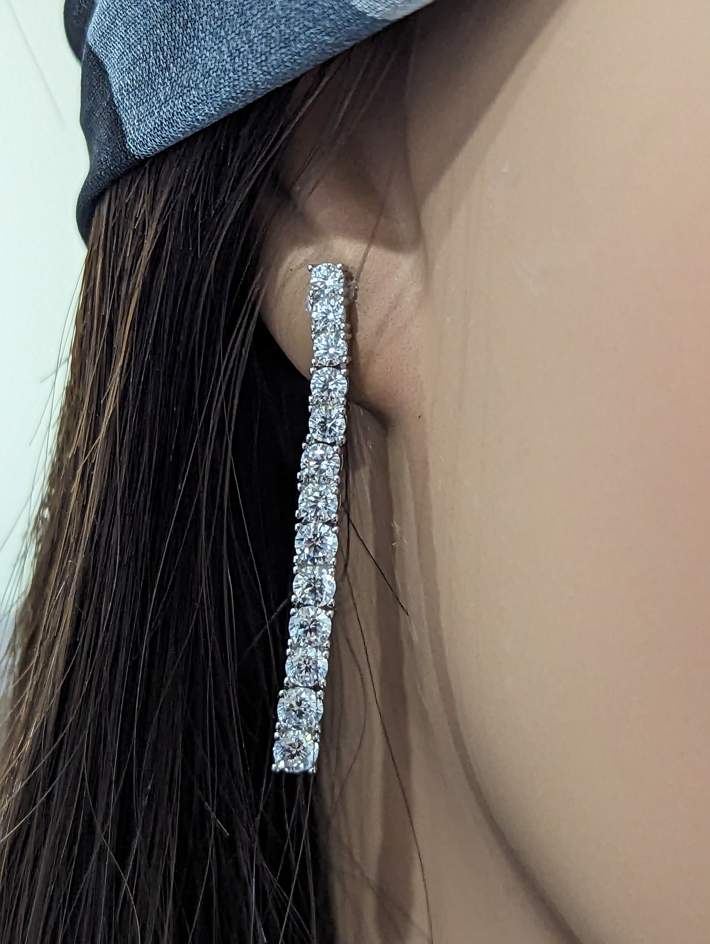 Sterling Silver Graduated Tennis CZ Earring