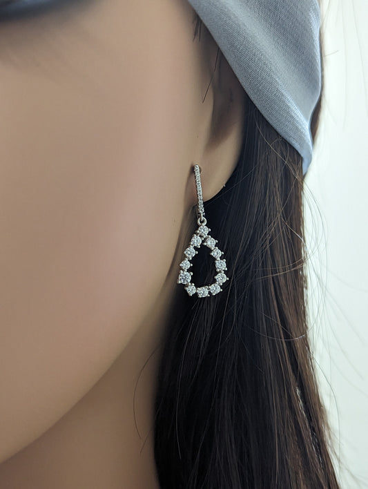 Sterling Silver CZ Micropave Teardrop Earrings