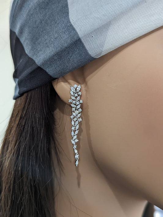Sterling Silver Thin Cascading CZ Earring