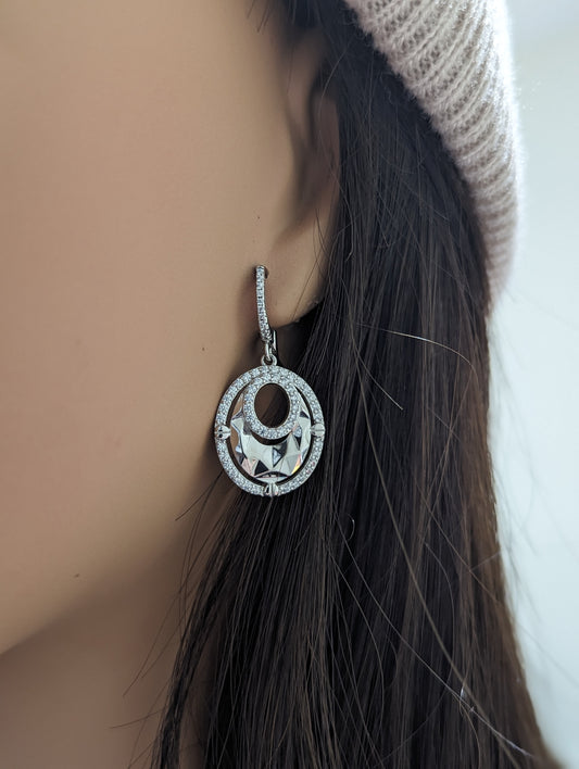 Sterling Silver Double Oval CZ Earring
