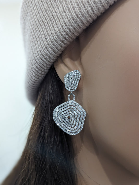 Sterling Silver Natural Shape MicroPave Earrings