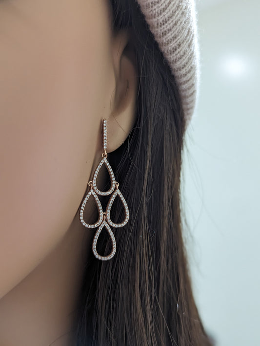 Rose Gold Plated Sterling Silver Micropave CZ Earrings