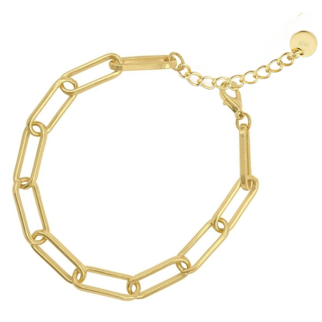 Gold Plated Sterling Silver Classic Paperclip Bracelet