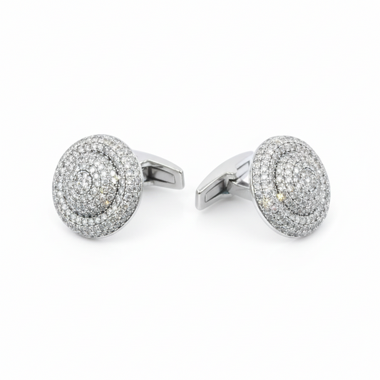 Sterling Silver Circle Two Layer Cufflinks