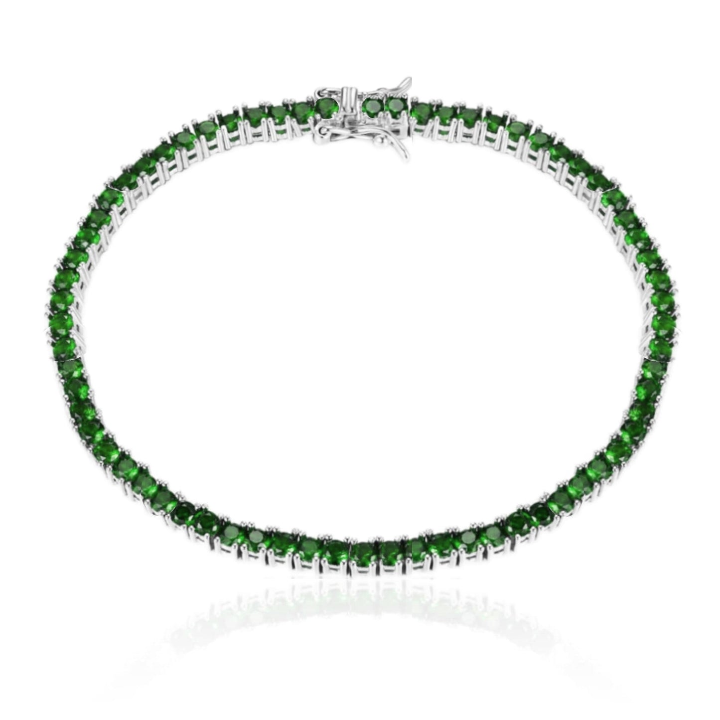 Sterling Silver Ruby, Emerald, Sapphire, Violet, or Black Colored CZ Tennis Bracelets