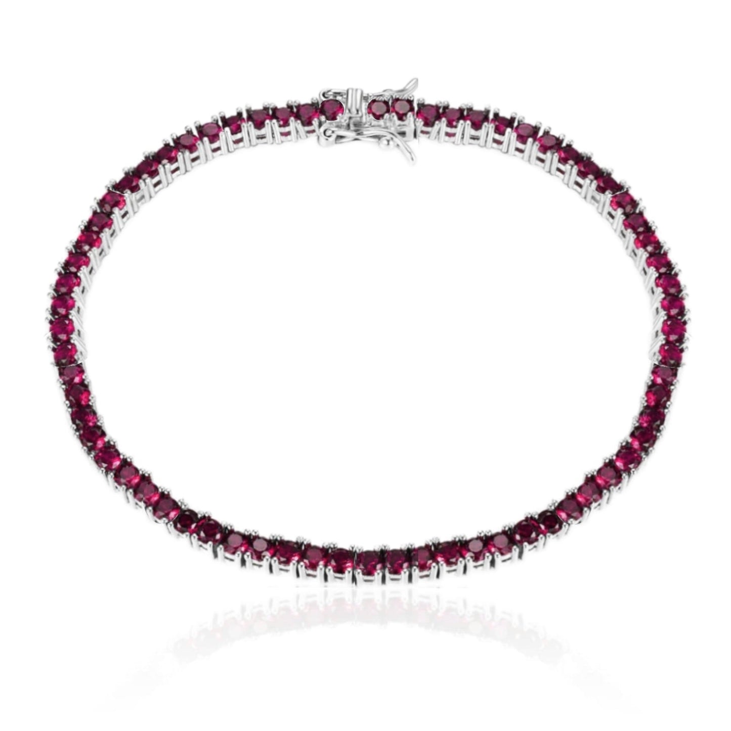 Sterling Silver Ruby, Emerald, Sapphire, Violet, or Black Colored CZ Tennis Bracelets
