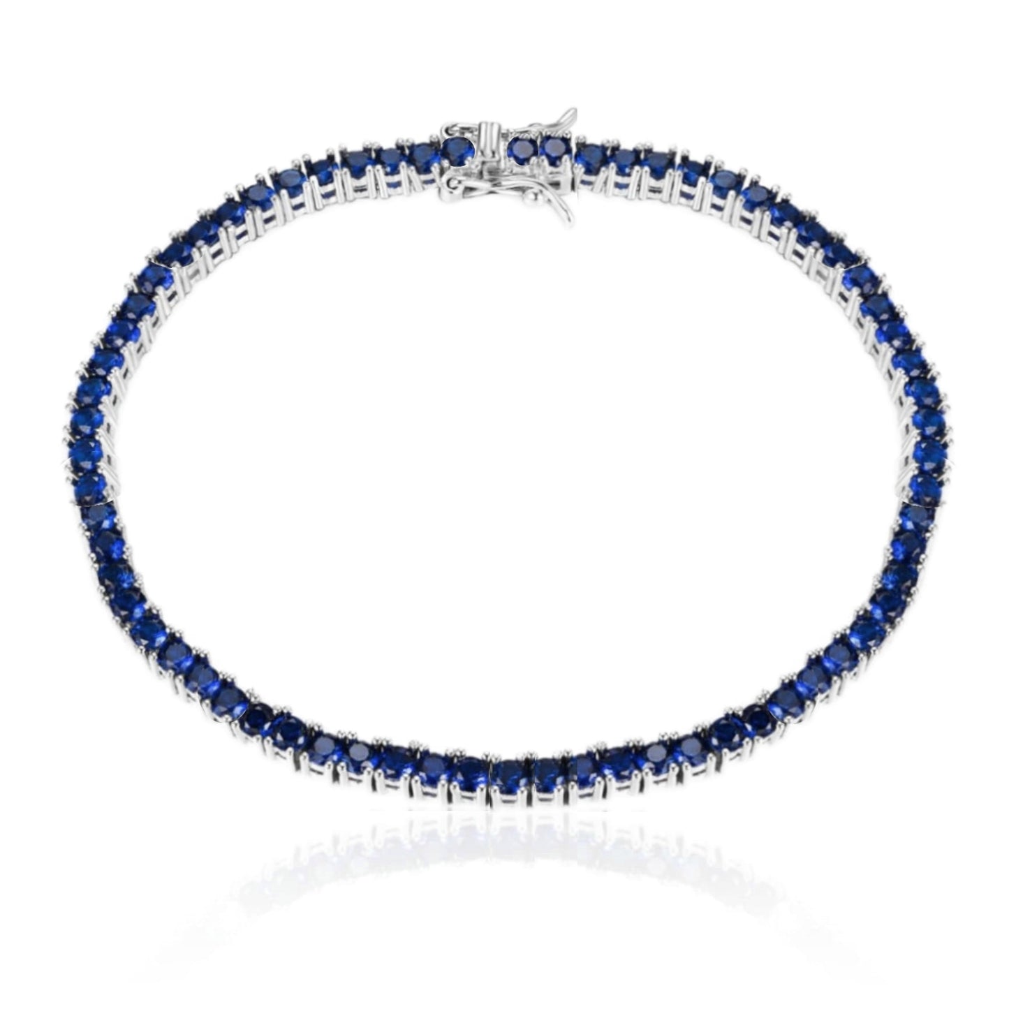 Sterling Silver Ruby, Emerald, Sapphire, Violet, or Black Colored CZ Tennis Bracelets