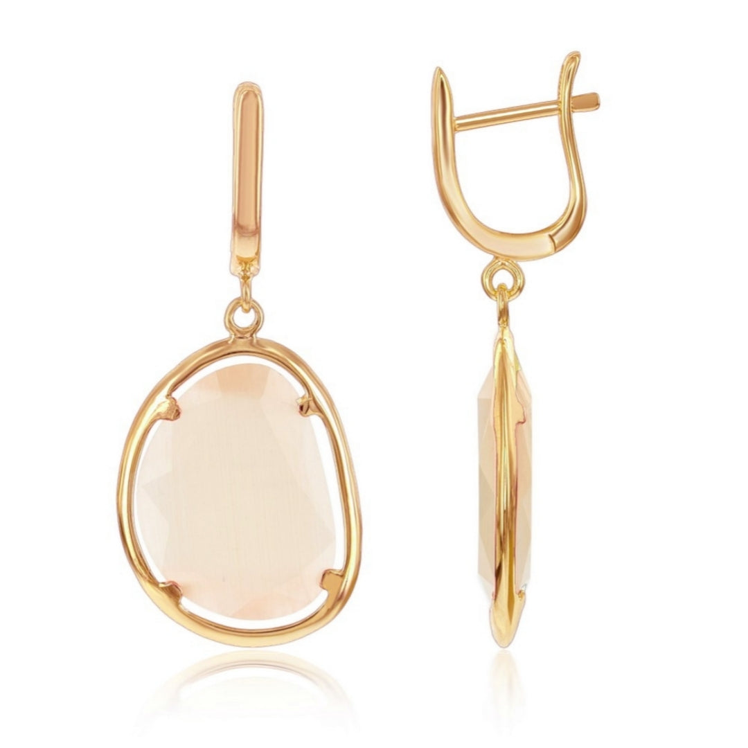 Sterling Silver Gold Plated White Stone Earrings