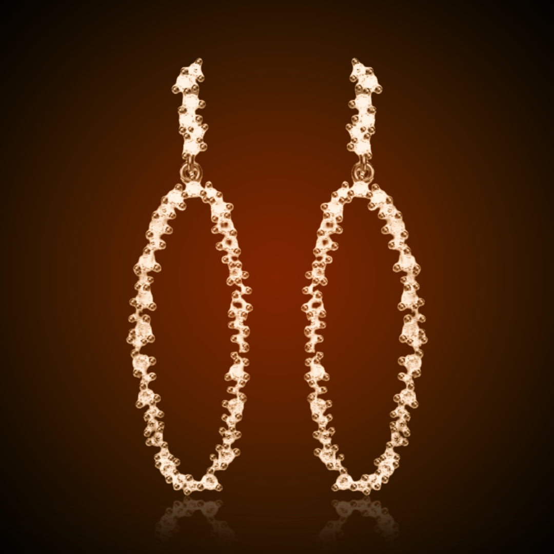 Sterling Silver Sprinkled CZ Oval Earring