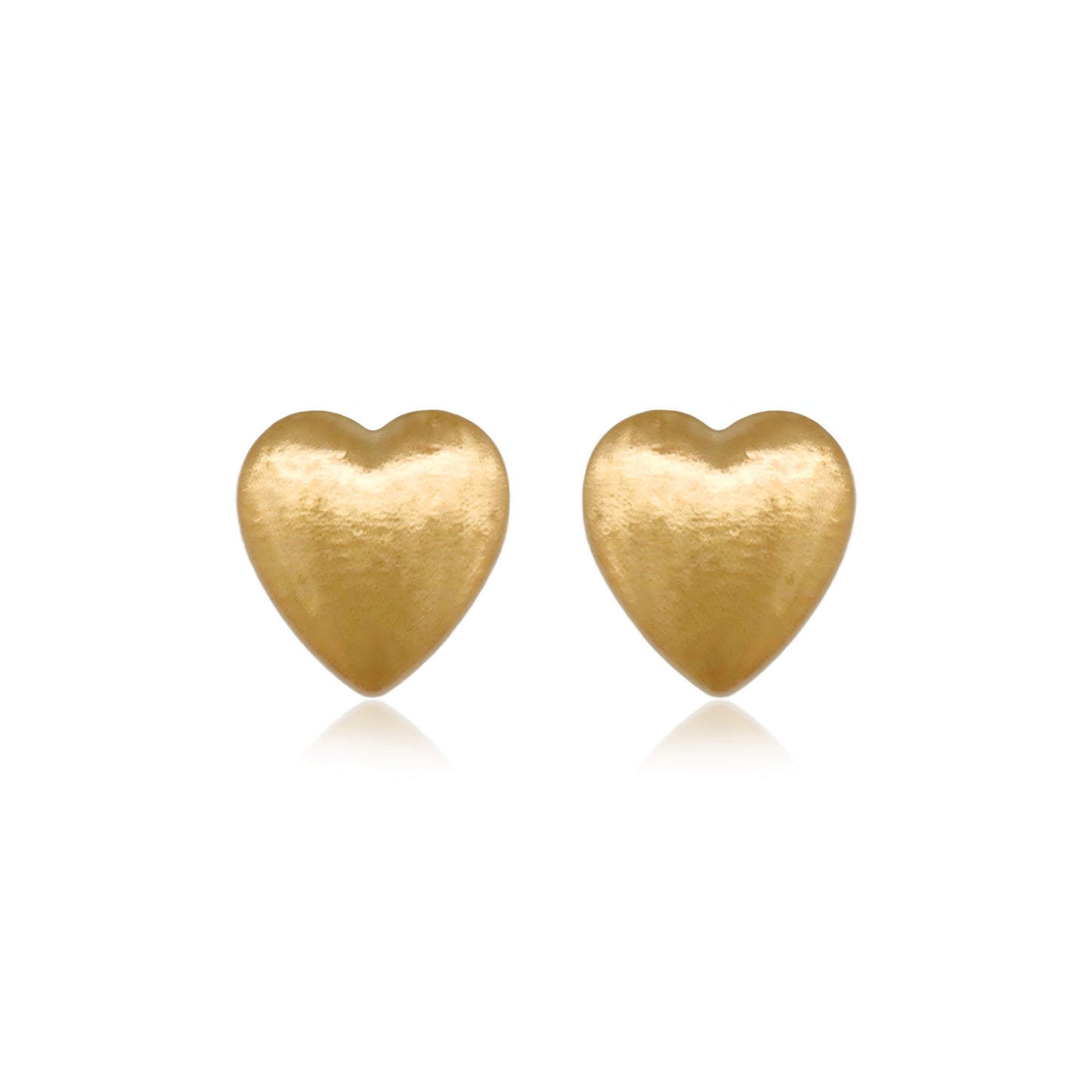 14k Brushed Gold Heart Stud Earrings