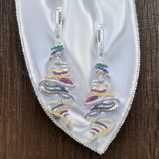 Sterling Silver Multi Colored Micro Pave Earring