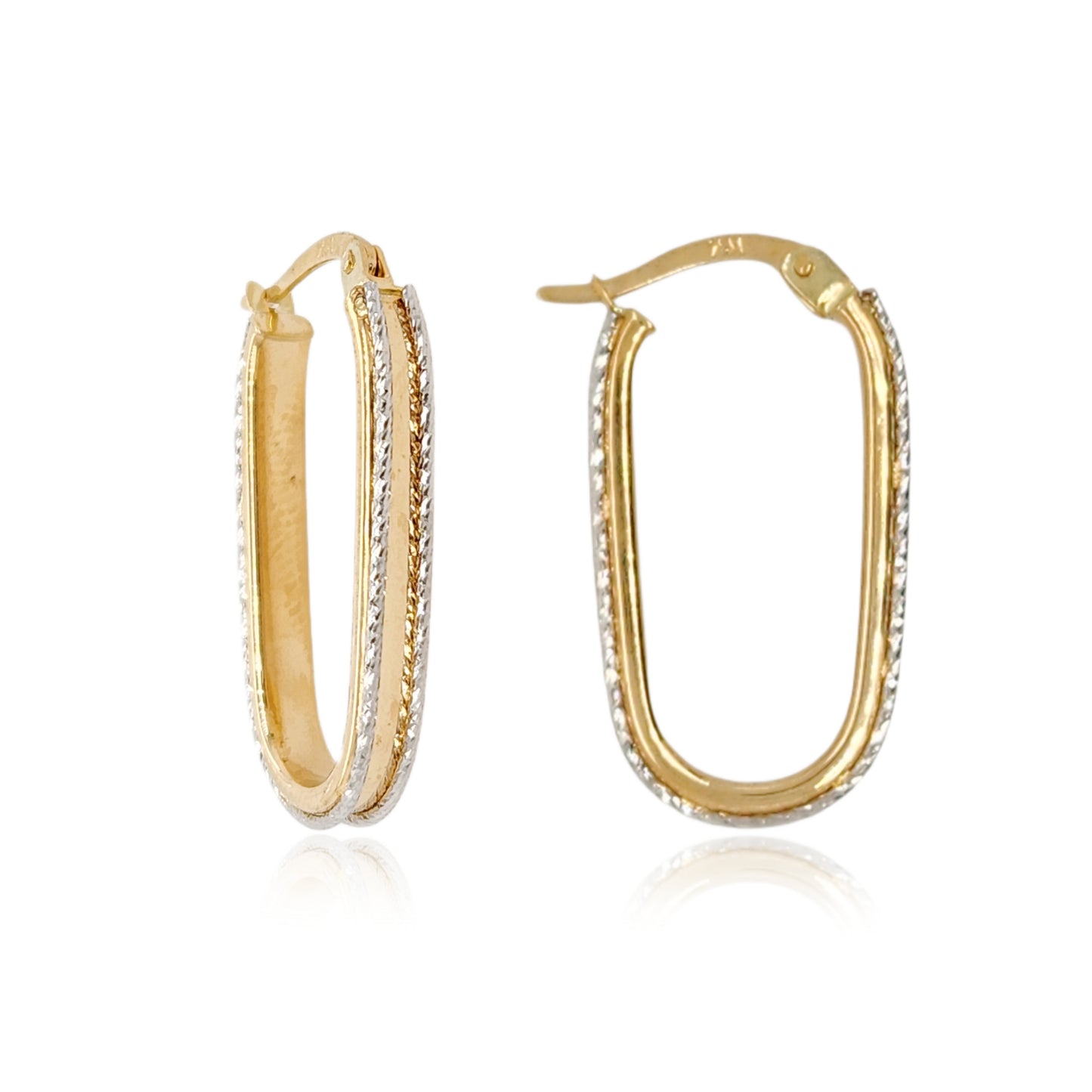 14K Gold Diamond Cut Hoop Earring