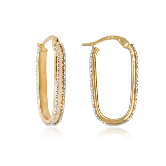14K Gold Diamond Cut Hoop Earring