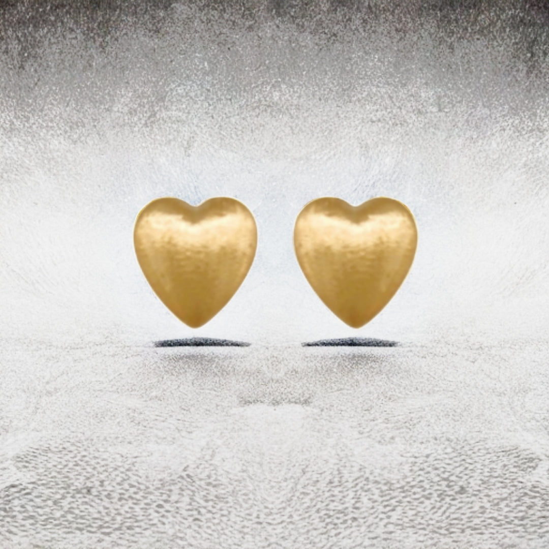 Gold Plated Surgical Steel Puffy Heart Stud Earrings
