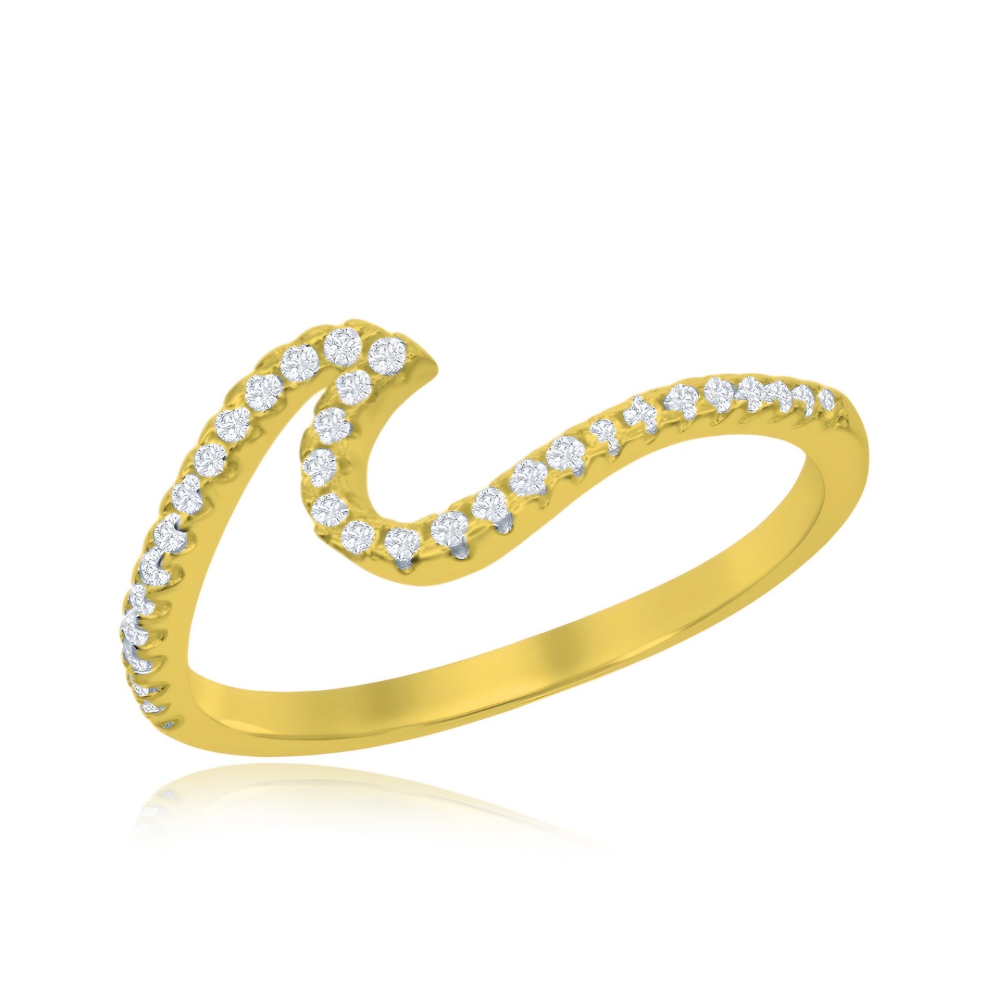 Sterling Silver Micropave Wave Design Ring