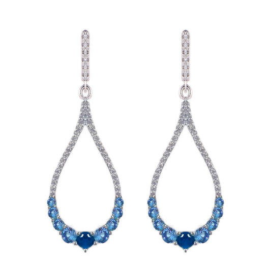 Sterling Silver Micro Pave and Color Stone Teardrop Shape Earring