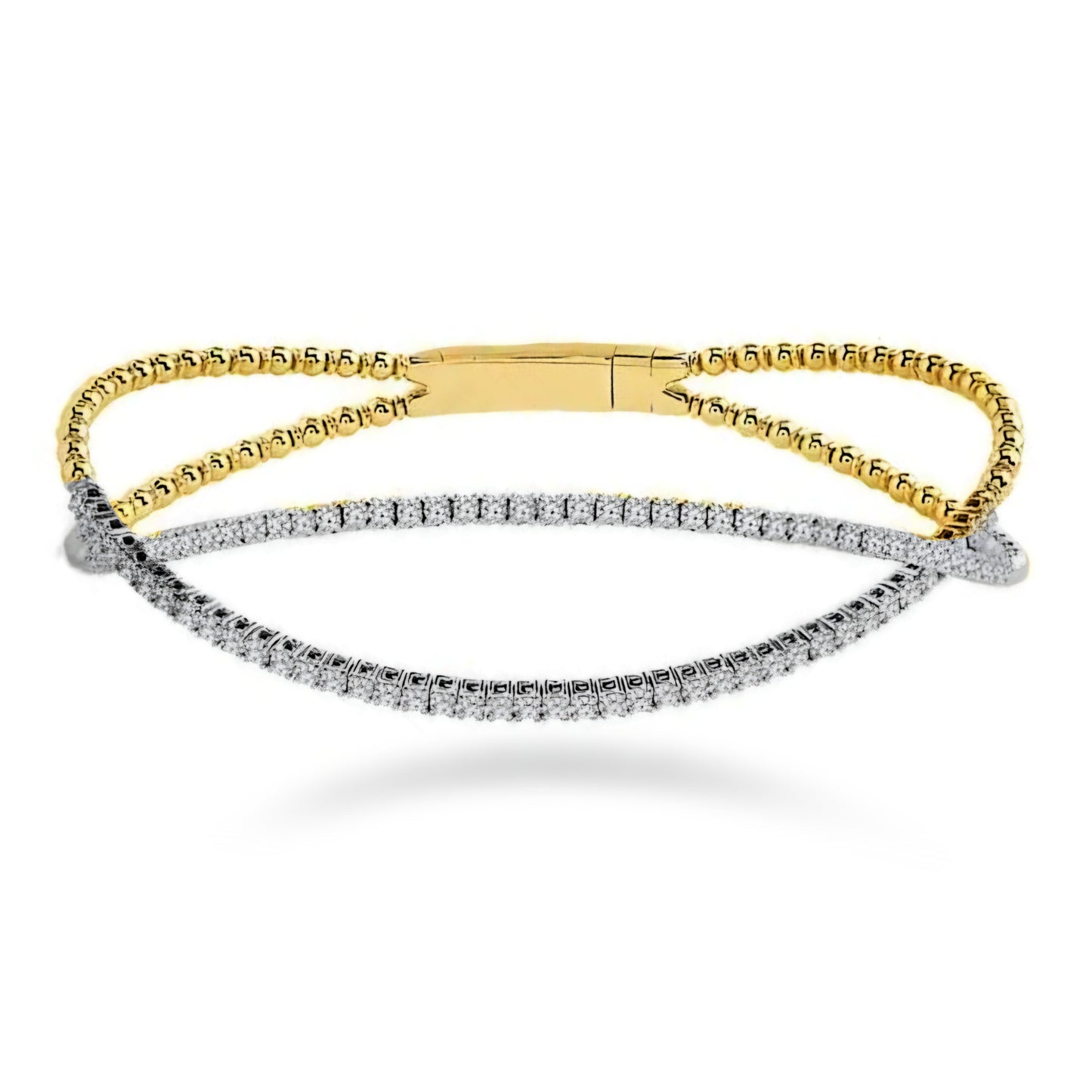 Sterling Silver Gold Plated Crossover CZ Bangle