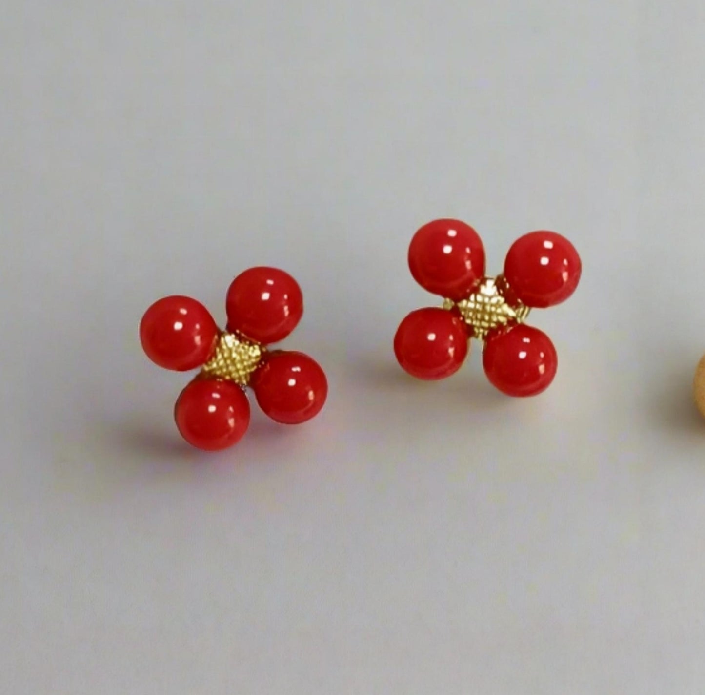 Gold-plated Surgical Steel Four Bead Stud Earrings