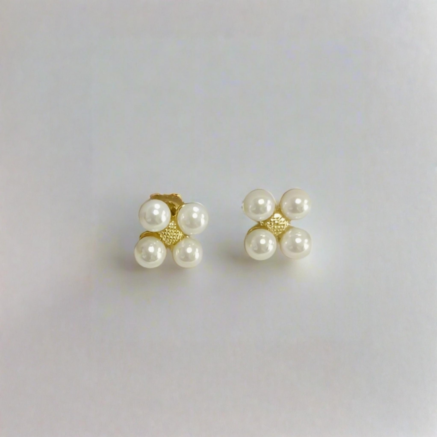 Gold-plated Surgical Steel Four Bead Stud Earrings