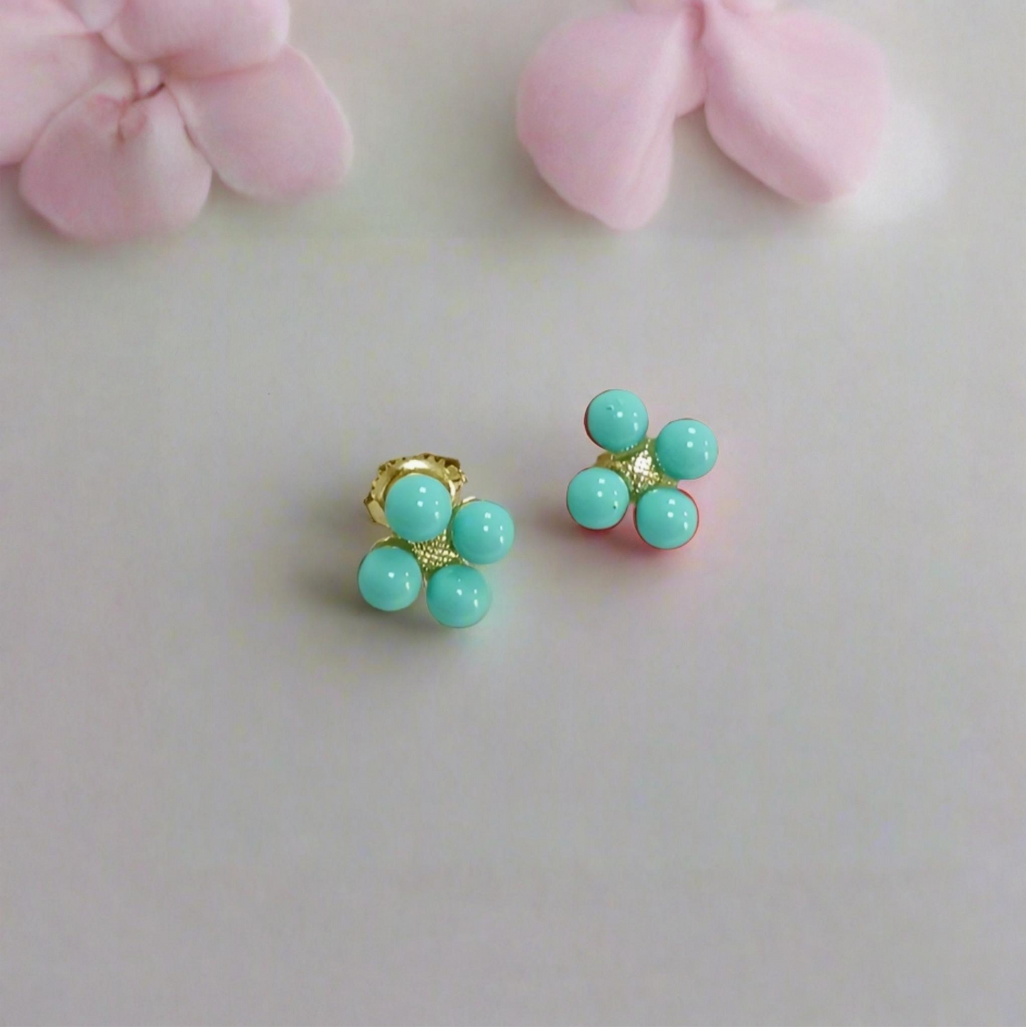 Gold-plated Surgical Steel Four Bead Stud Earrings