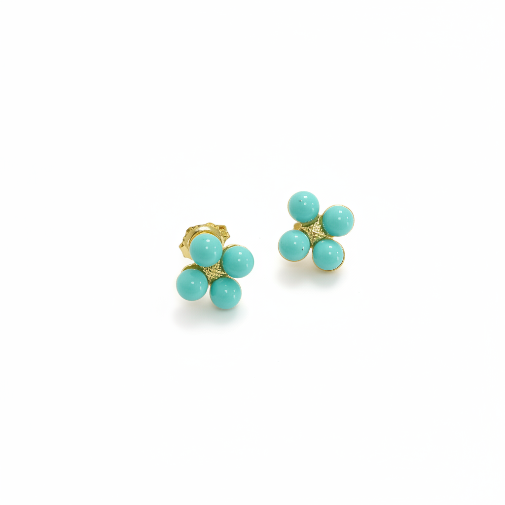 Gold-plated Surgical Steel Four Bead Stud Earrings