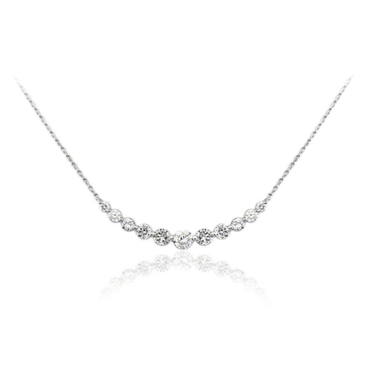 14k Gold and Diamond Curved Bar Necklace - HK Jewels