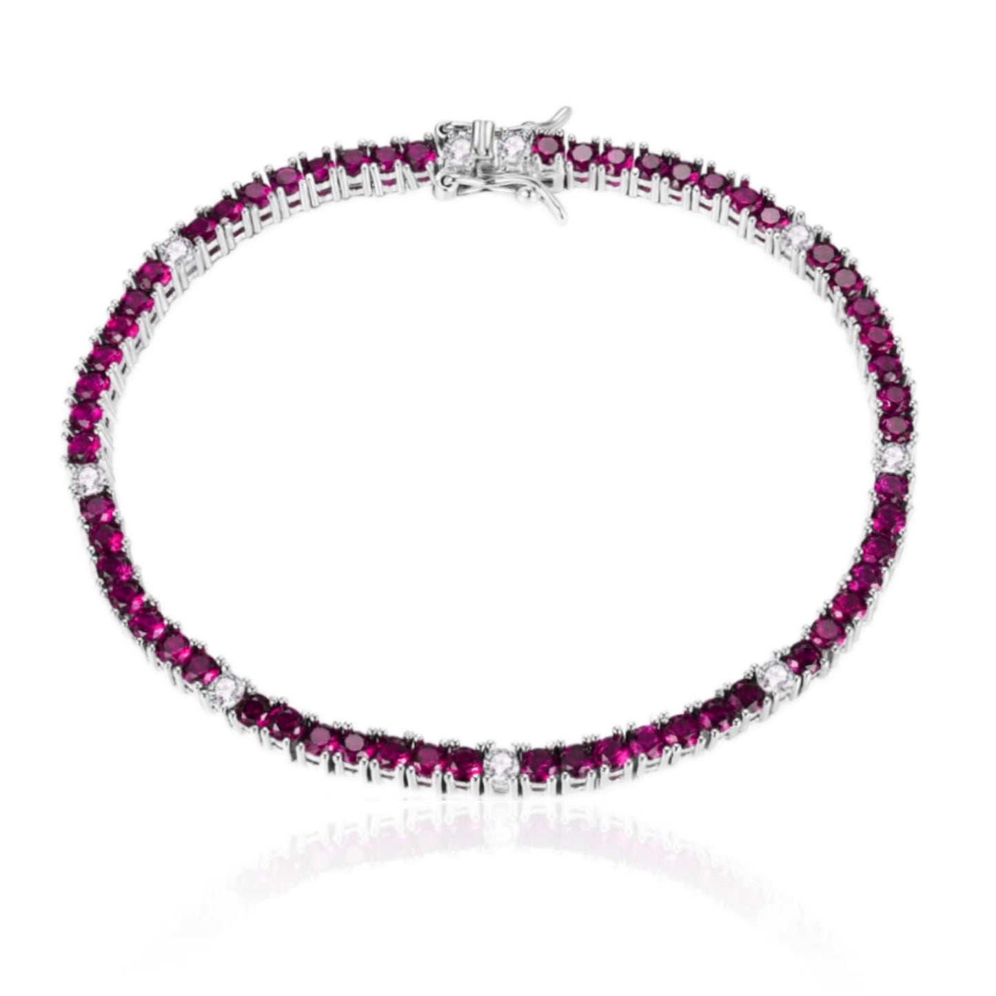Sterling Silver Ruby, Emerald, and Sapphire Colored CZ Stone Bracelets - HK Jewels