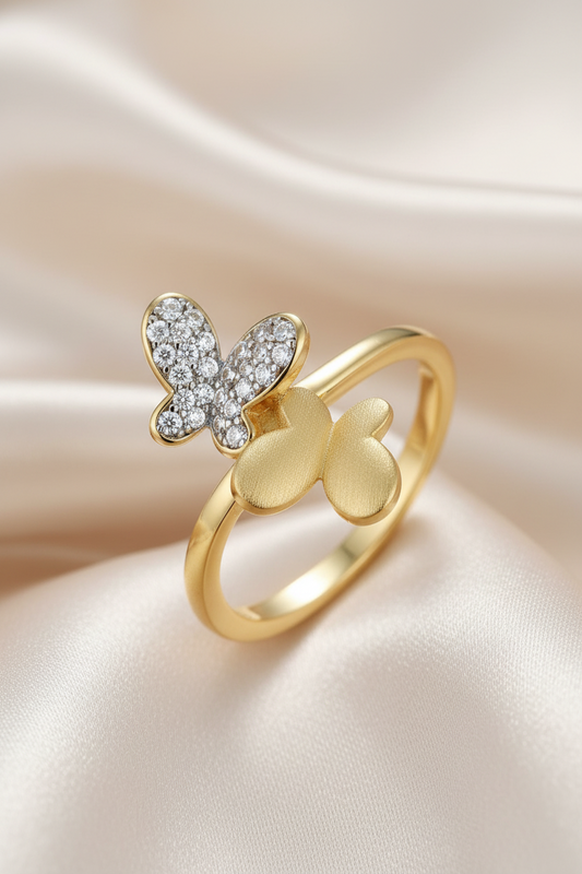 Gold Plated Sterling Silver Double Butterfly Ring