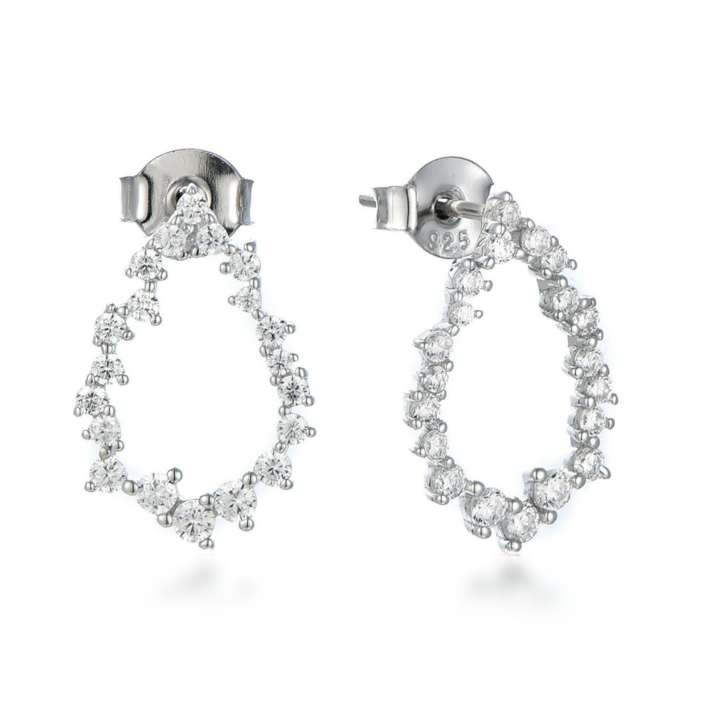 Sterling Silver Small Sprinkled CZ Teardrop Earrings on Post
