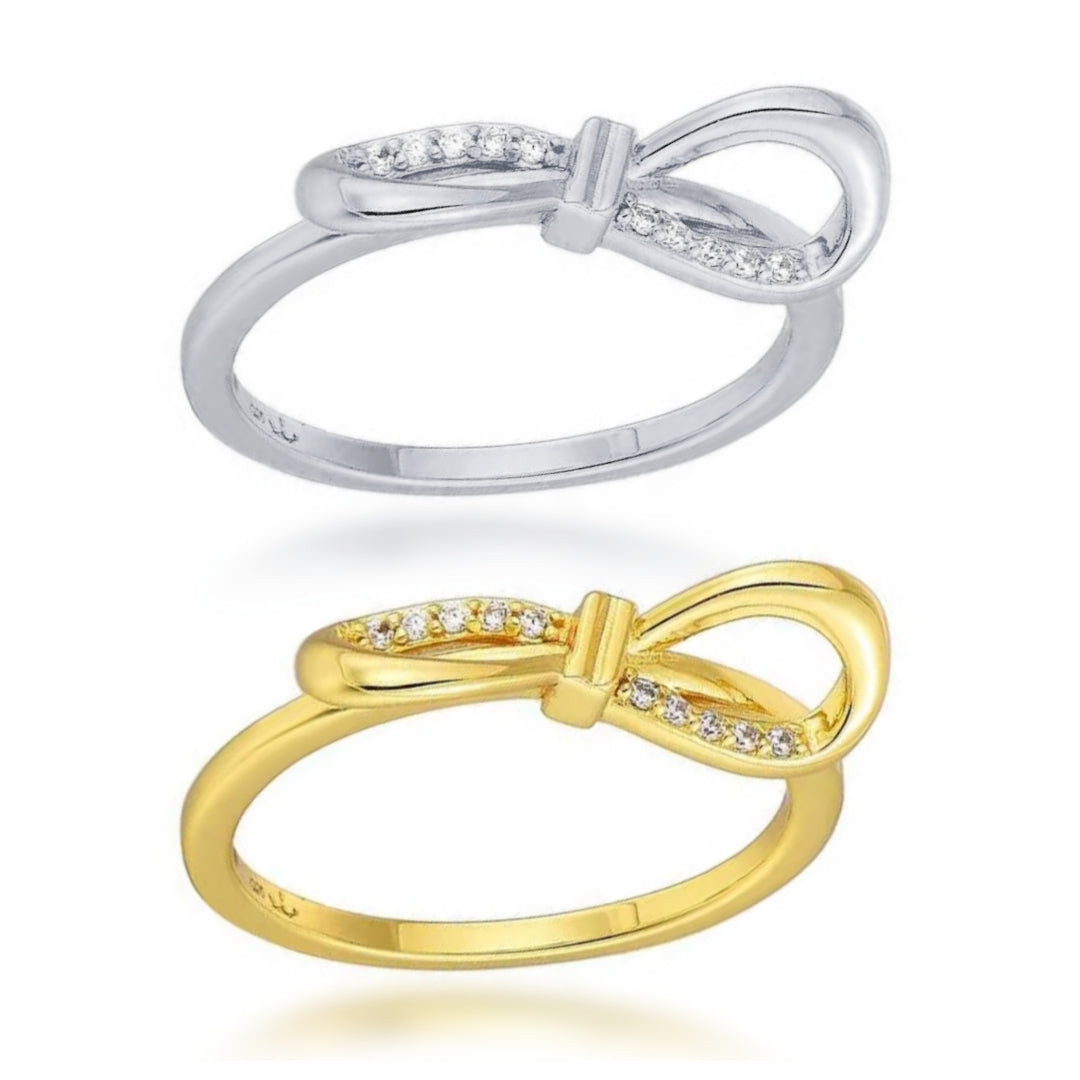 Sterling Silver CZ Bow Ring