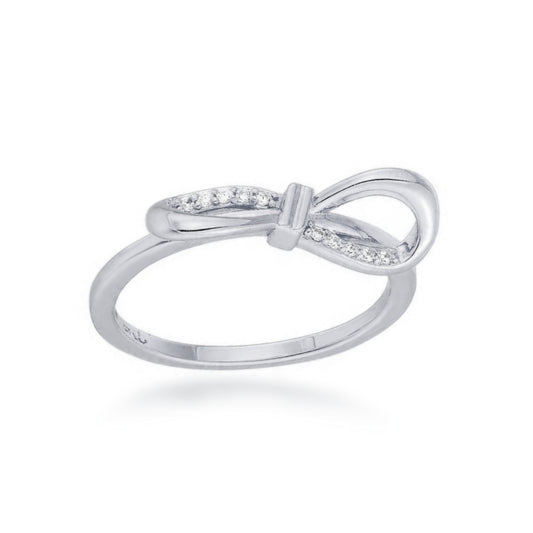 Sterling Silver CZ  Bow Ring