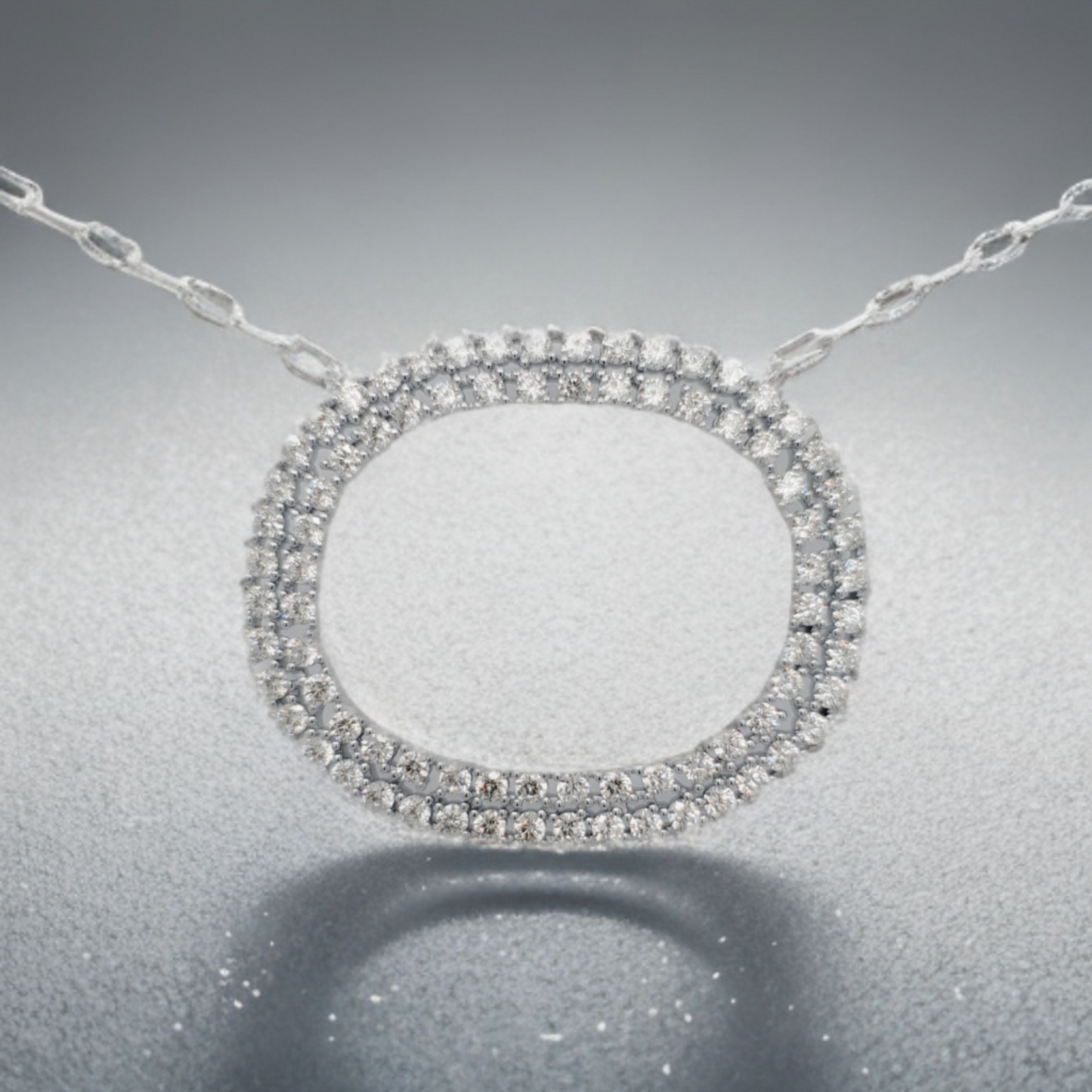 Sterling Silver CZ Open Oval Necklace