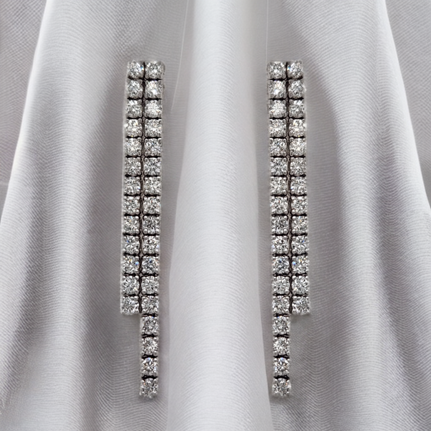 14K Double Strand Lab Grown Diamond Tennis Earrings
