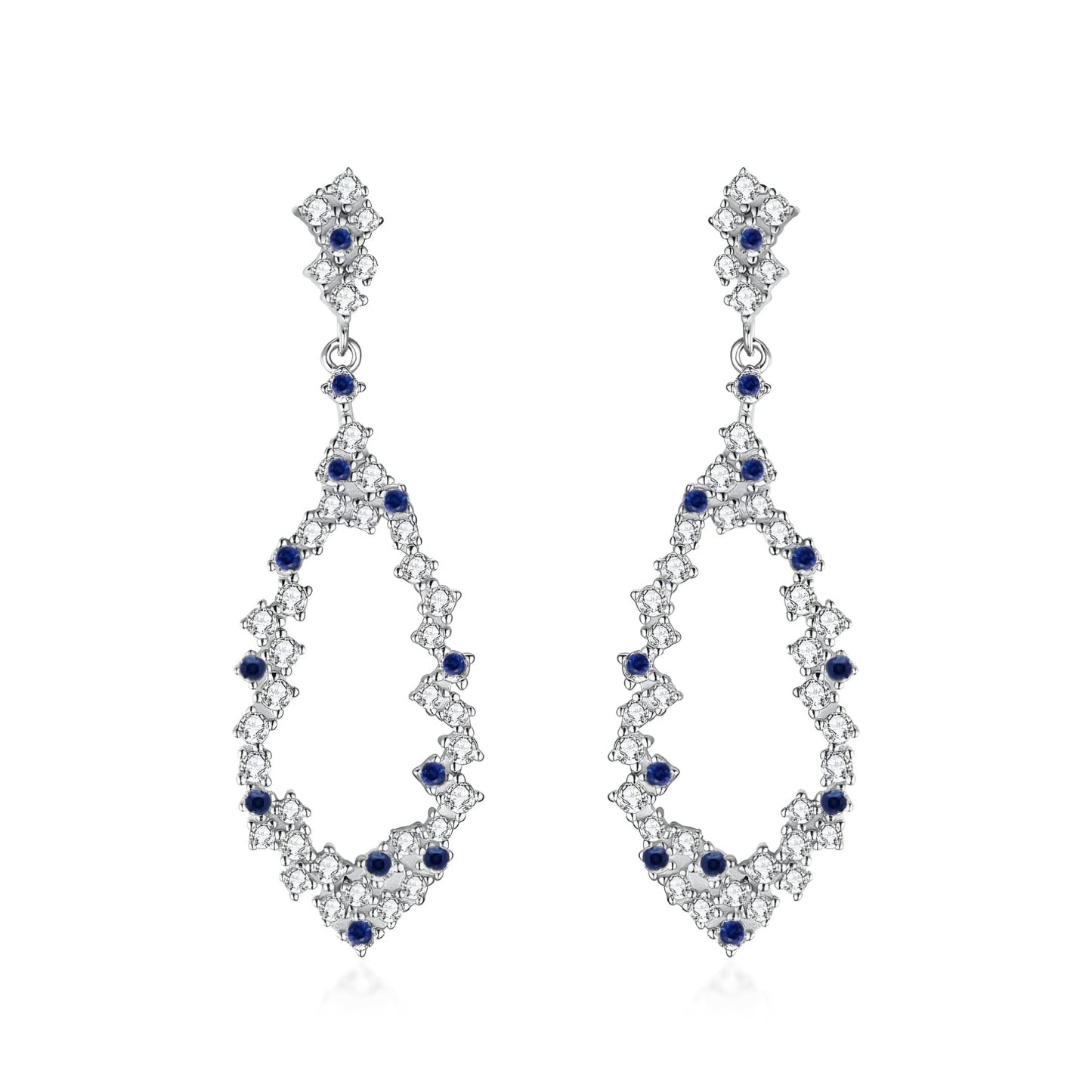 Sterling Silver Sprinkled CZ Teardrop Earring