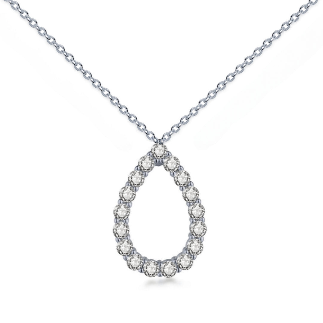 Sterling Silver CZ Outline Teardrop Necklace