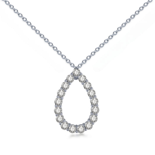 Sterling Silver CZ Outline Teardrop Necklace
