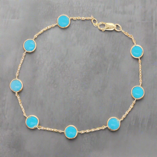 14K Turquoise Station Bracelet