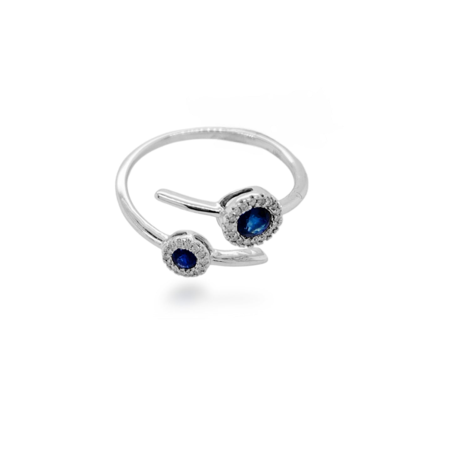 14K White Gold Diamond and Sapphire Circle Ring