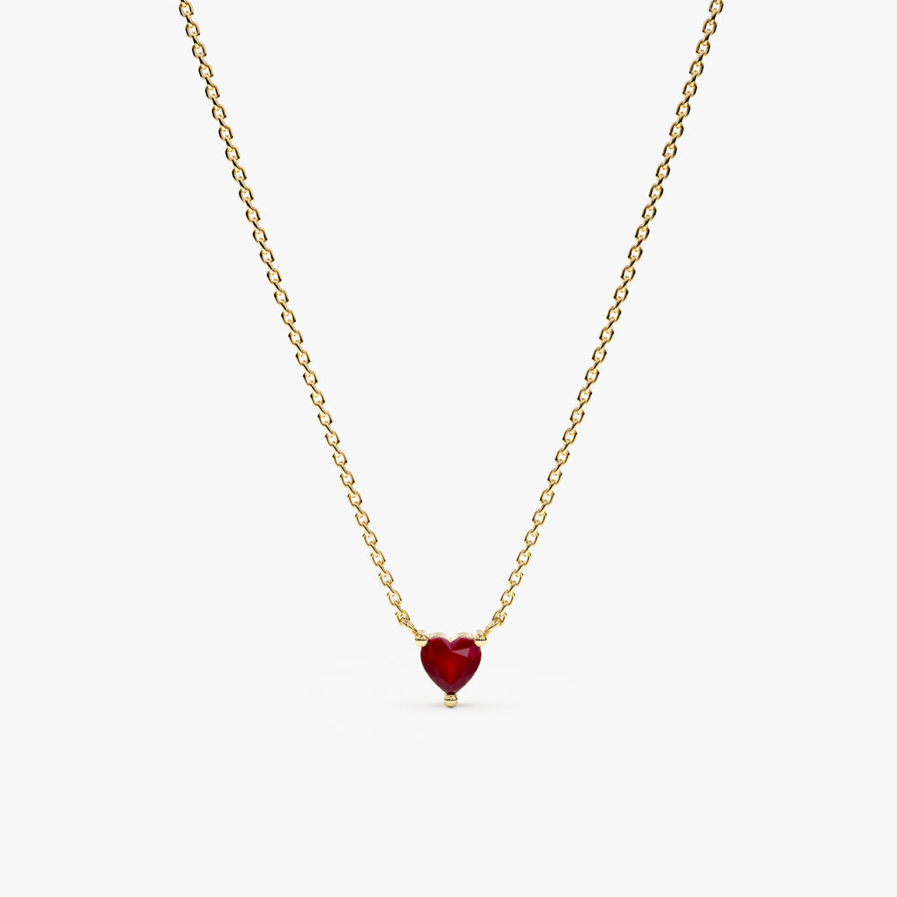 14K Lab Created Ruby Heart Necklace